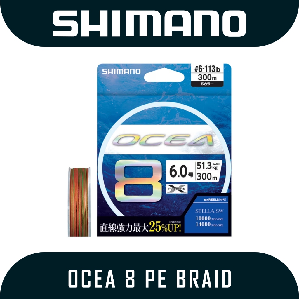 Senar Pancing PE Merk Shimano Ocea 8 Premium Braid 300m