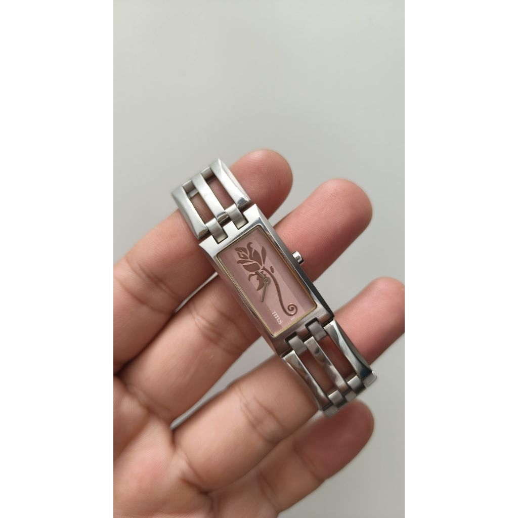 Jam Wanita Titus Tank Salmon Dial Original Murah