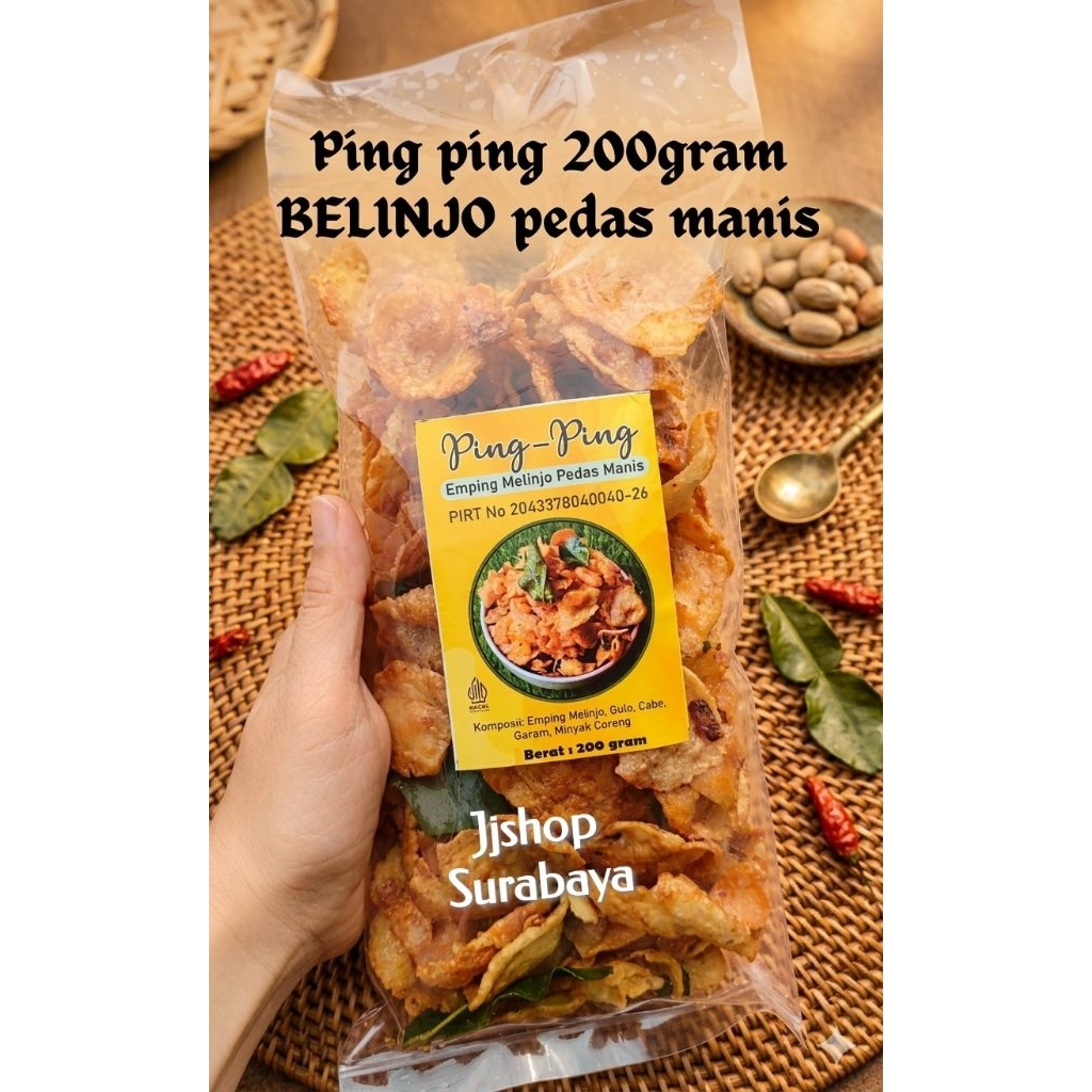 Emping Belinjo Pedas manis PING PING 150gram renyah