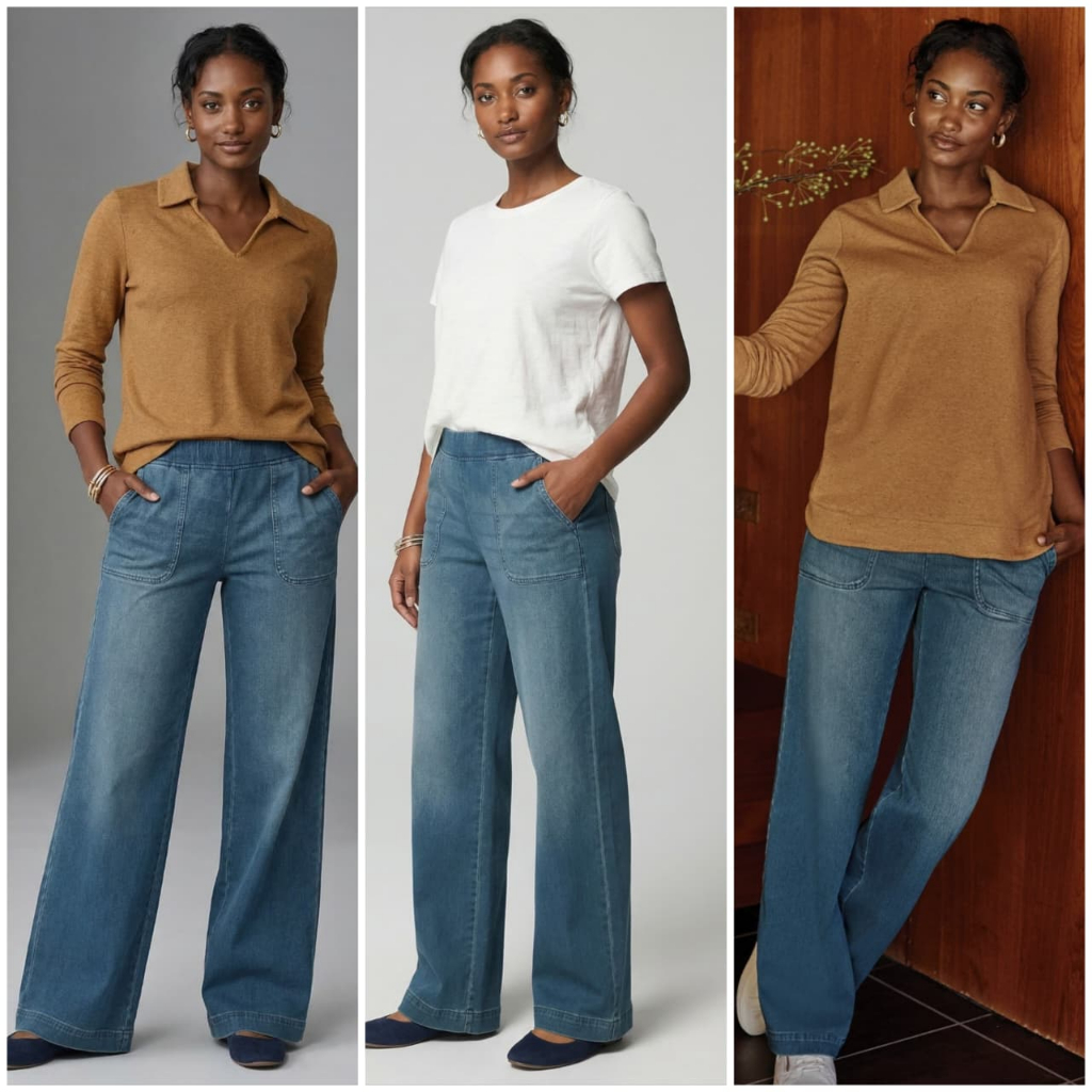 Celana Pure J.Jill Wide-Leg Knit Jeans Pants