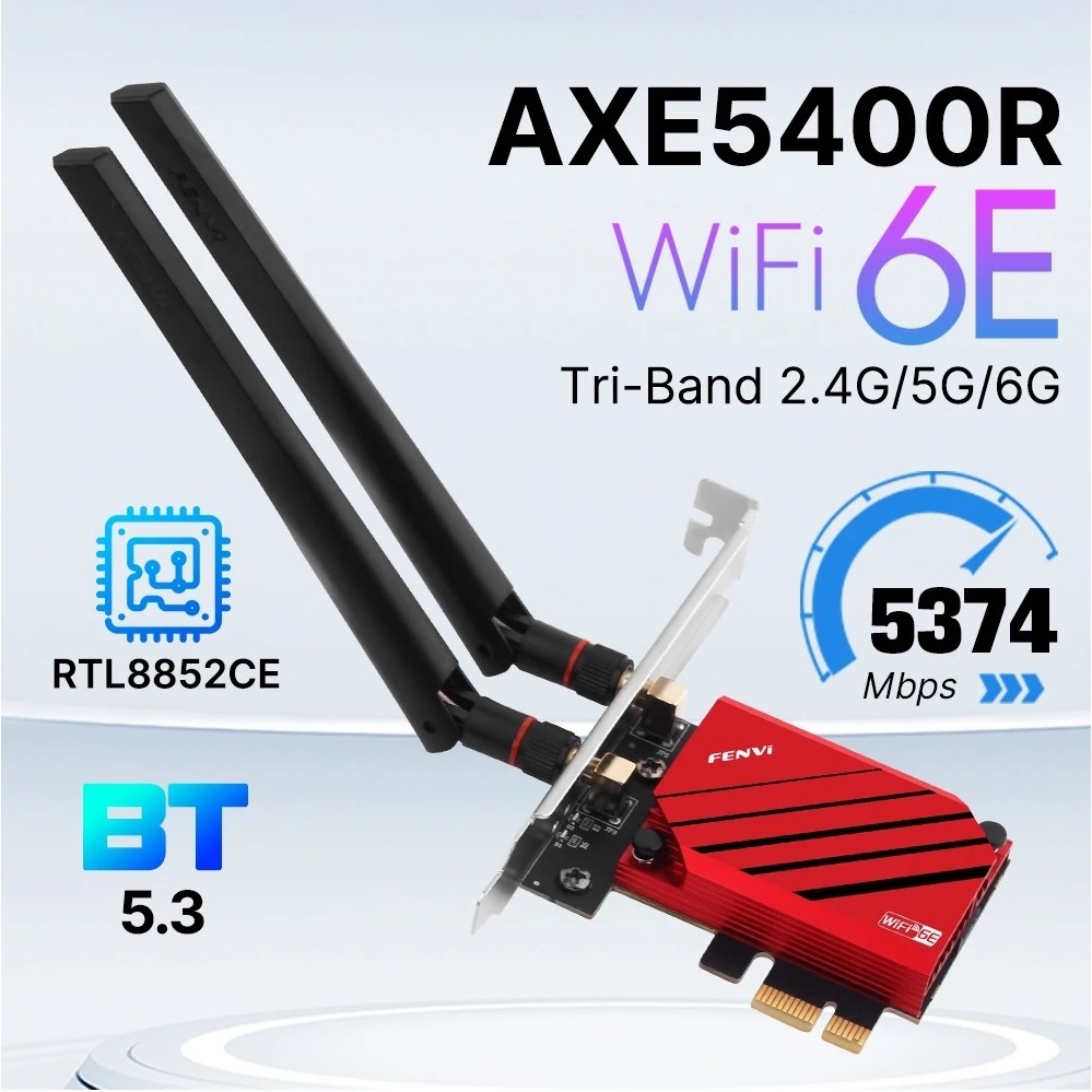 PCIE Wifi Realtek AXE5400R Wifi 6 Tri Band Wireless Bluetooth 5.3 High Speed