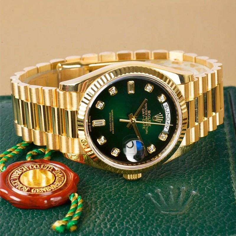 [100% ASLI Rolex] Jam Tangan Rolex pria Rolex Day-Date Series M128238-0069 41mm green dial Automatic