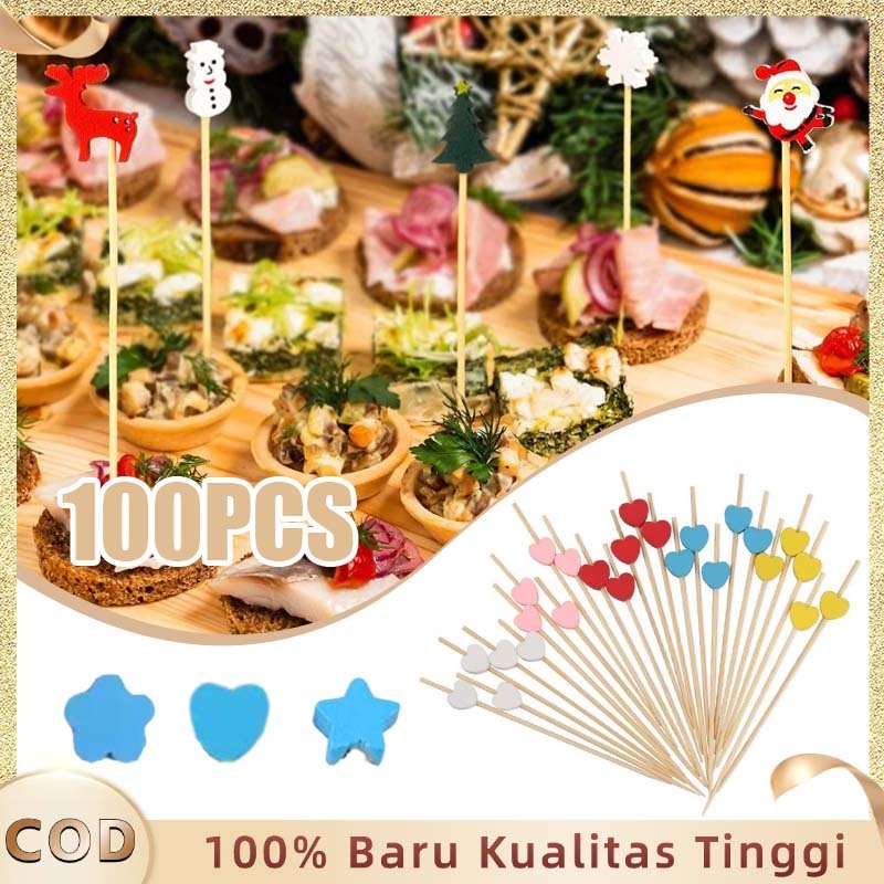 Tusuk Sate Bambu Isi100 Tusuk Bambu Dessert Sekali Pakai Tusuk Buah Cocktail Lucu Tusuk Bambu Tusuka