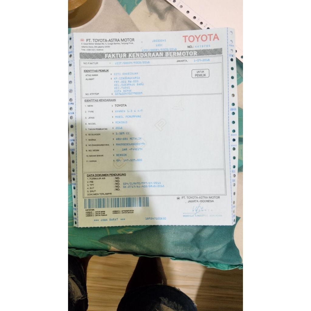 Terbaik faktur kendaraan bermotor