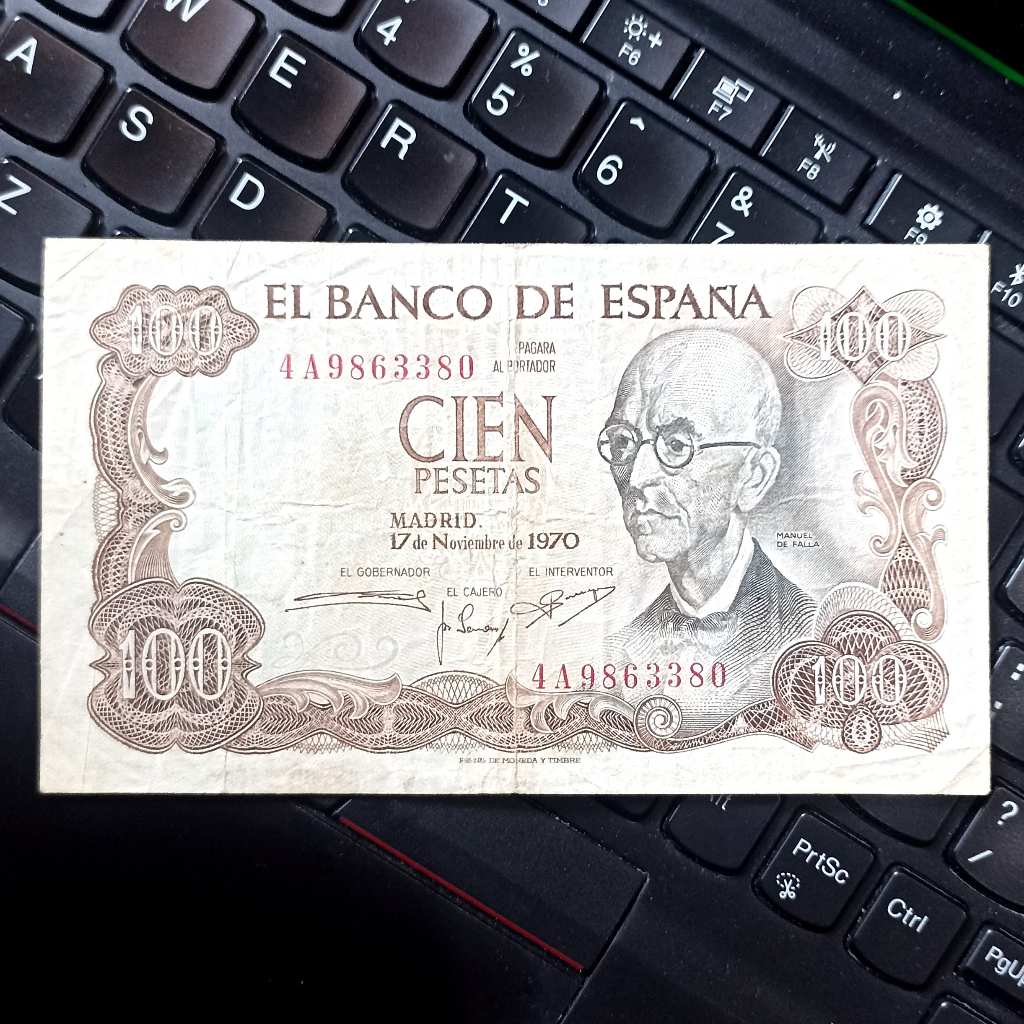 Uang Kuno Spanyol 100 Cien Pesetas Tahun 1970