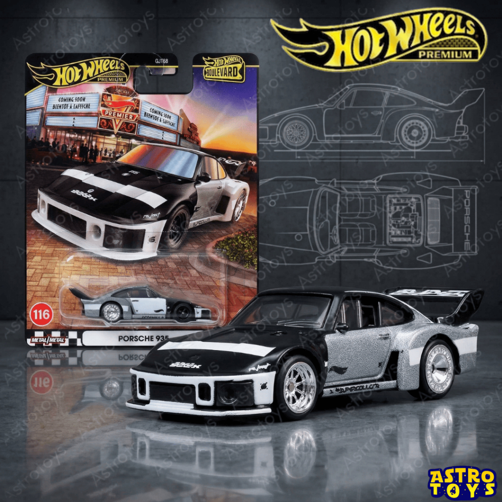 Hot Wheels Premium Porsche 935 Hitam Silver Original Hotwheels Boulevard 1:64
