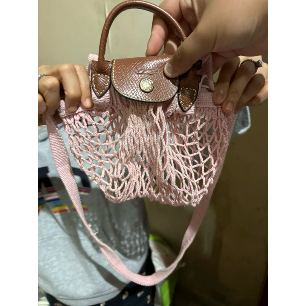 longchamp net small bag pink