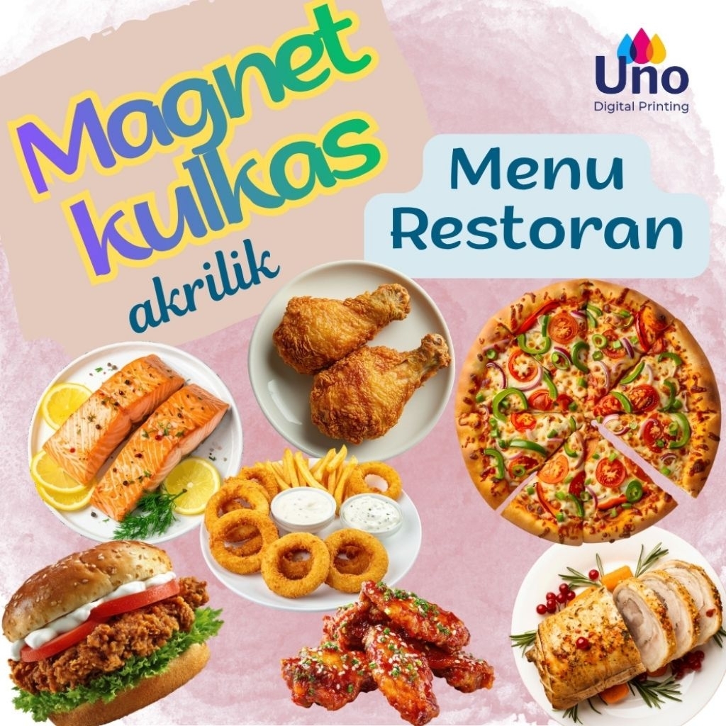 Magnet Kulkas Akrilik Menu Restoran/ Stiker Magnet/ Fridge Magnet Acrylic