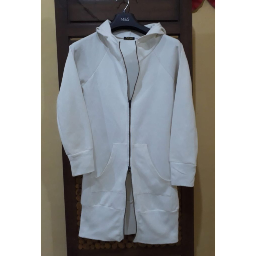 LONGCOAT HOODIE COTTON JACKET DOUBEL ZIPPER GY-DO