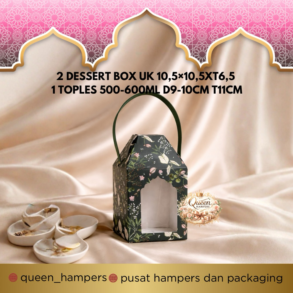 Box Lebaran Tas Lentera Bunga Hijau Idul Fitri dus toples kue kering kotak Hampes lebaran 1 Toples 5