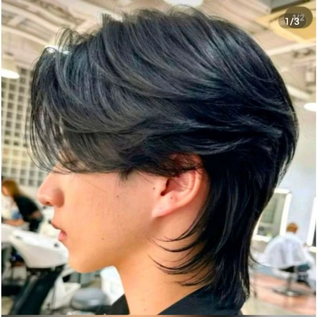Wig Pria Mullet Woulcut /Rambut Palsu Pria Mullet
