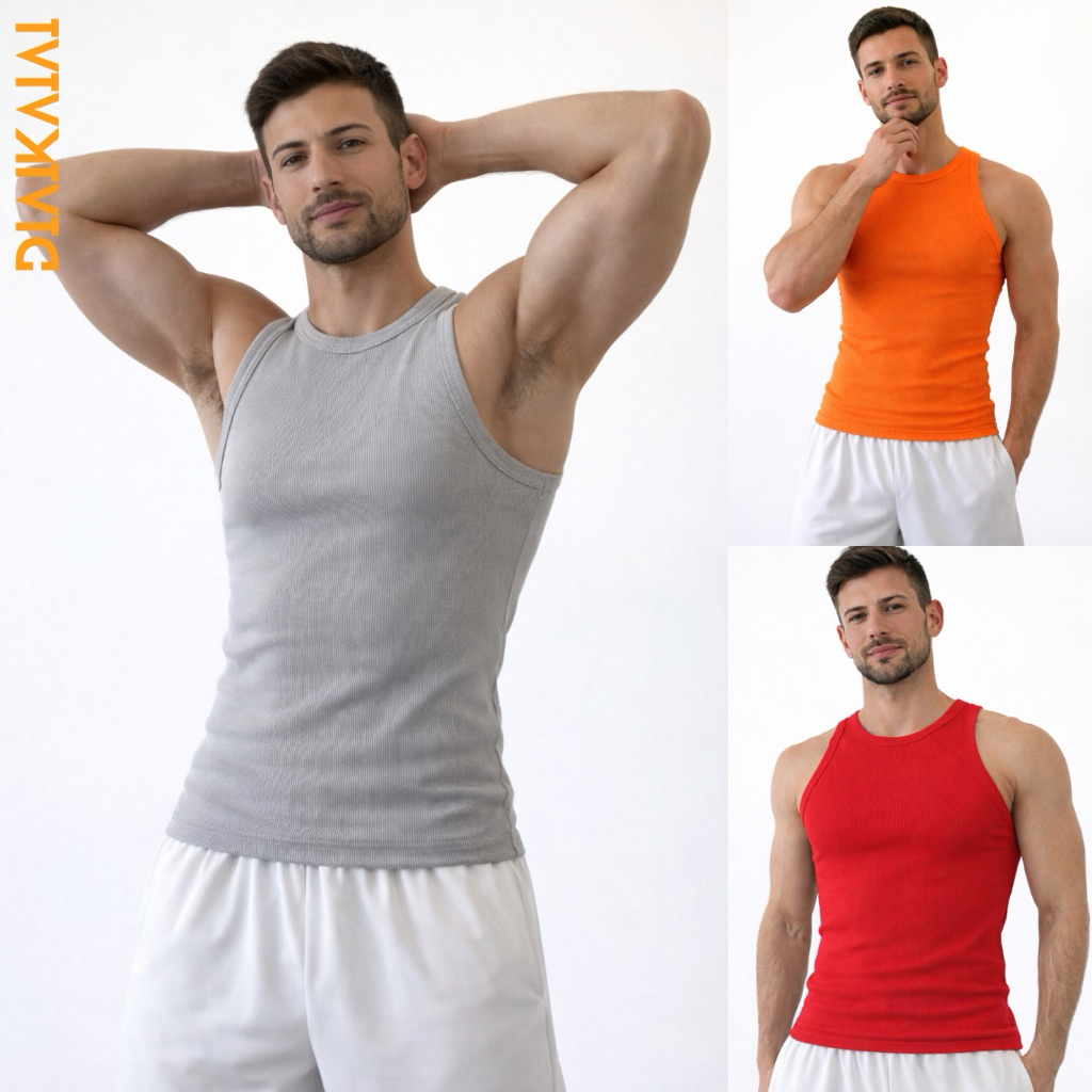 DIAIKAIAI - Atasan Singlet Pria Rib Knit Tanktop Laki Laki Kaos Dalam