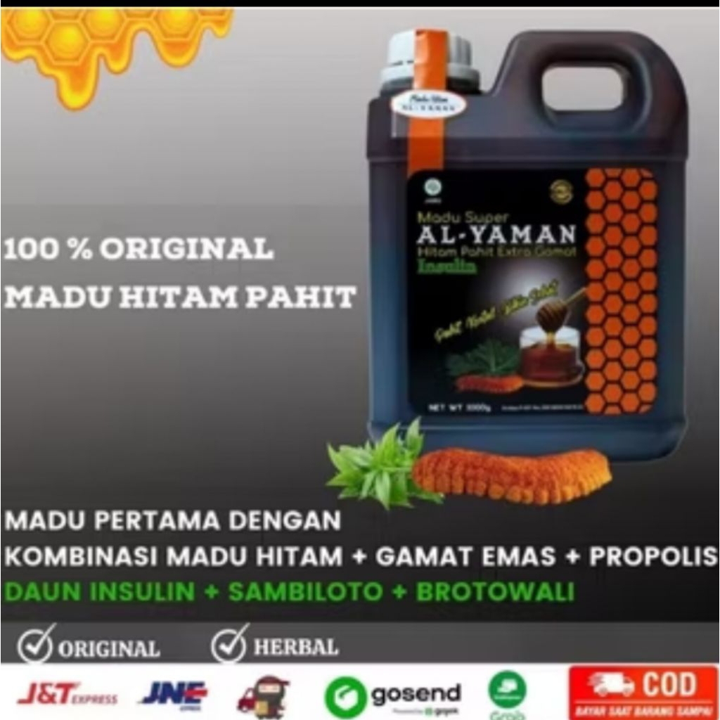 Madu Hitam Pahit Al-Yaman 1kg - Pahit Kental, Bahan Herbal, Untuk Diabetes