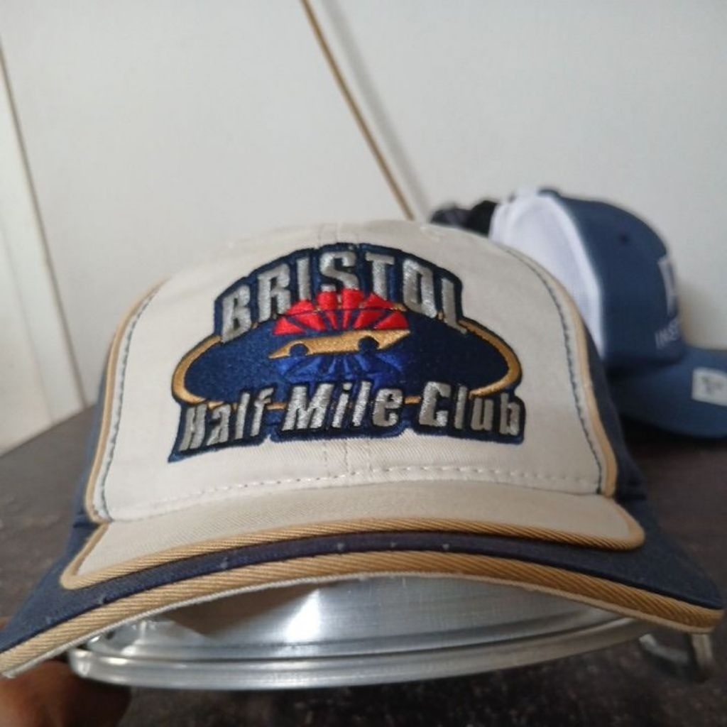 Topi baseball bahan katun denim super tebal warna navy cream BRISTOL second Original allsize stelan 