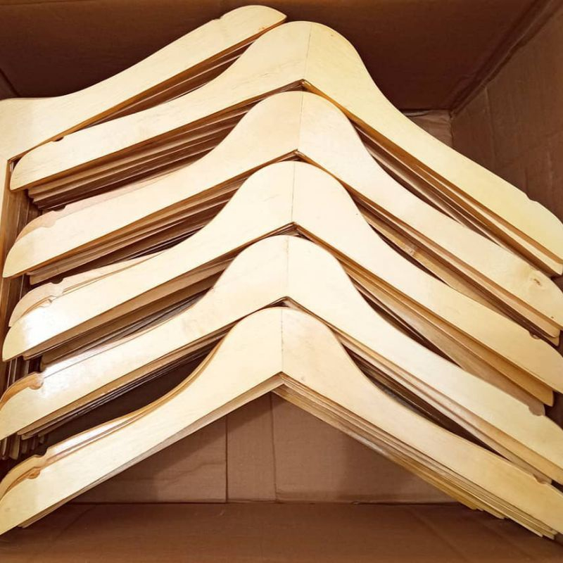 Hanger Kayu Dewasa 1 lusin - Hanger Kayu Natural Grade A