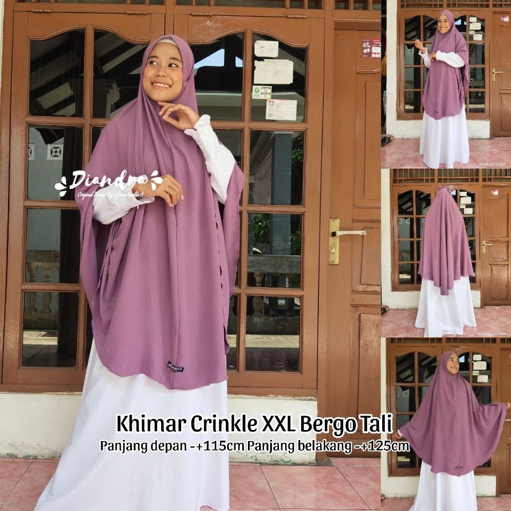 [Diandra Hijab]Jilbab Crinkle Khimar Crinkle Bergo Maryam Jumbo XXL Hijab Instan Kerudung Crinkle Ai