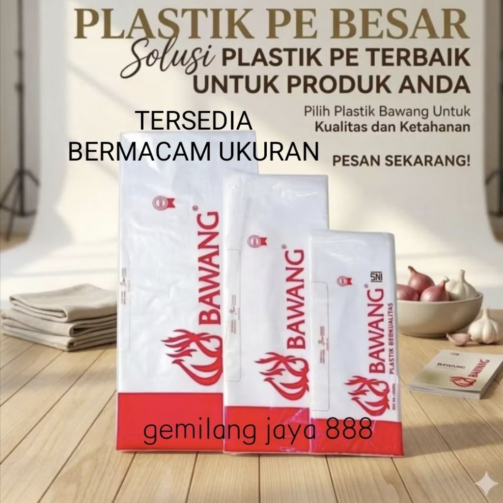 Kantong Plastik PE Bawang Uk 35X50-30X45-25X45, Plastik pe bening, Plastik Es