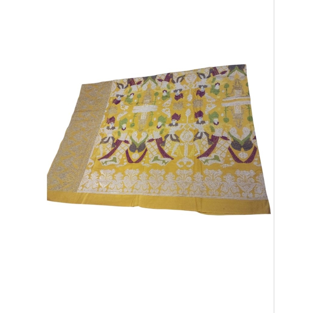 Kain Kamen Lembaran Bordir motif Wayang warna Gold
