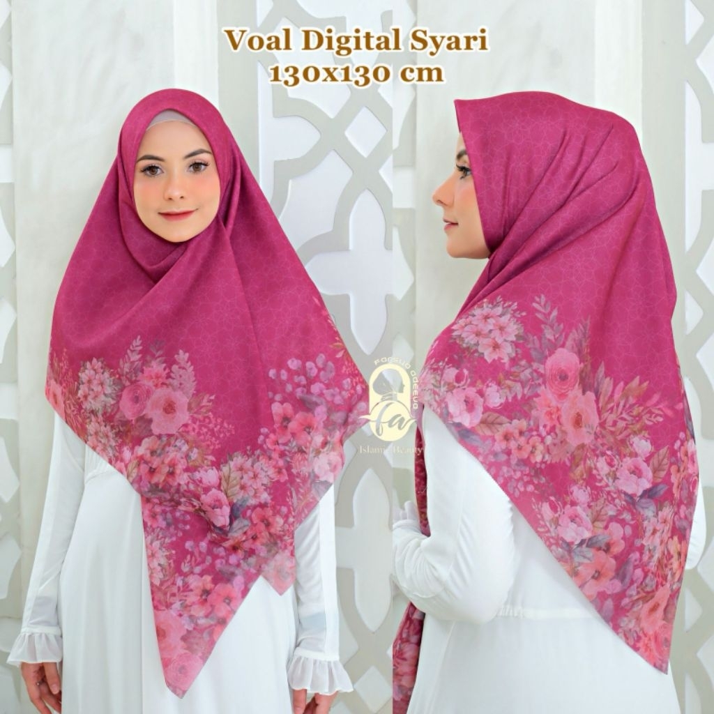 Hijab Segi empat Voal Motif Syari uk 130 x130 / hijab segi empat syar'i motif voal sublim