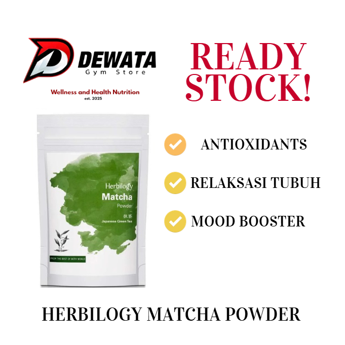 Herbilogy Matcha Powder 100g Green Tea Mood Booster BPOM Sehatkan Tubuh & Kulit, Energy Boost