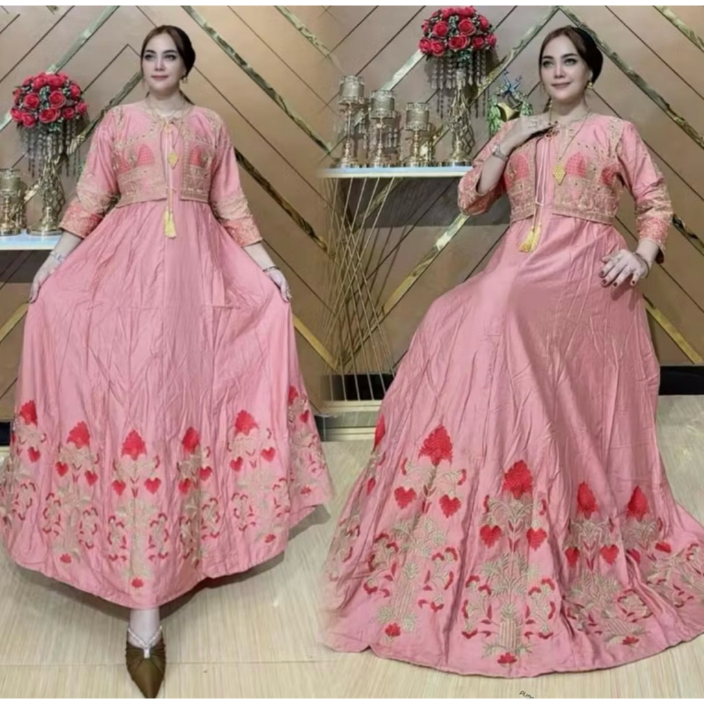 GAMIS HINDI KAJOL BORDIR ROMPI MEWAH TERBARU