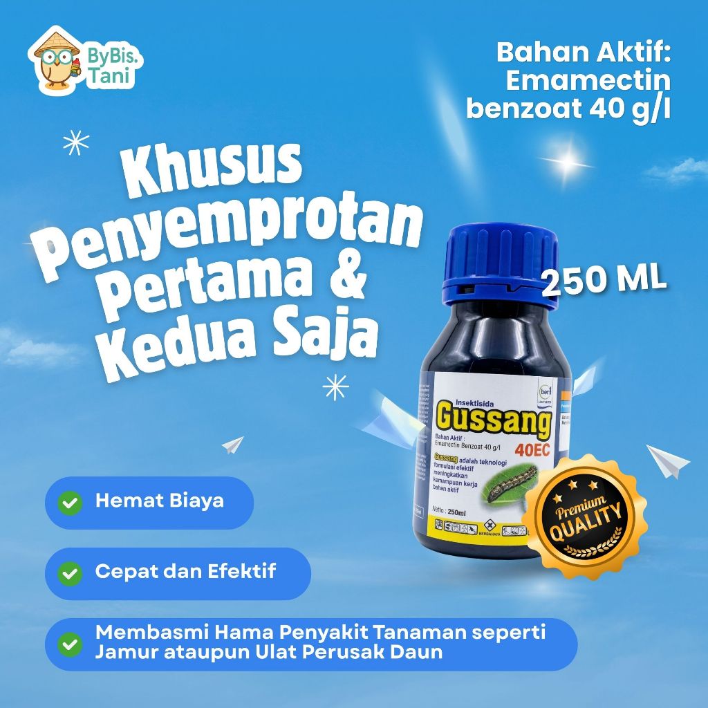 Insektisida GUSSANG 40 EC 250ml - Racun Ulat Grayak & Pembasmi Hama Daun Ampuh