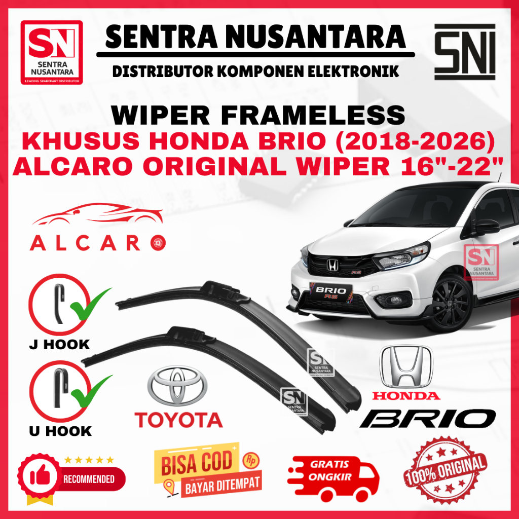 Wiper Mobil Honda Brio (2018-2026) ALCARO ORIGINAL | Wiper Kaca Mobil Honda Brio Model Frameless Pre