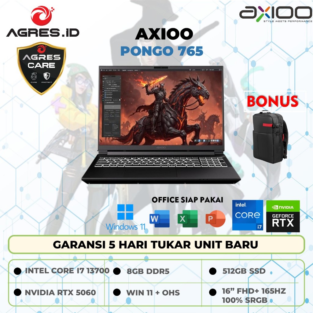 Axioo Pongo 765-V2 Intel Core i7-13700H 16GB SSD 512GB