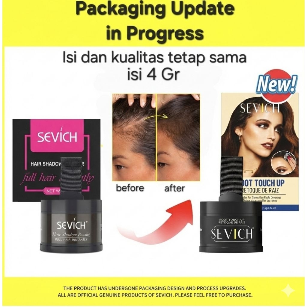 Sevich Hair shadow powder waterproof stick penutup uban rambut hairline tipis jidat tinggi instan