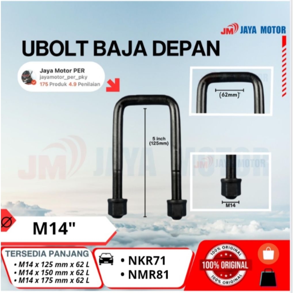 U-Bolt Baja/ Pengikat PER/ Kewel M14 Type L DEPAN (NKR71, NMR81)