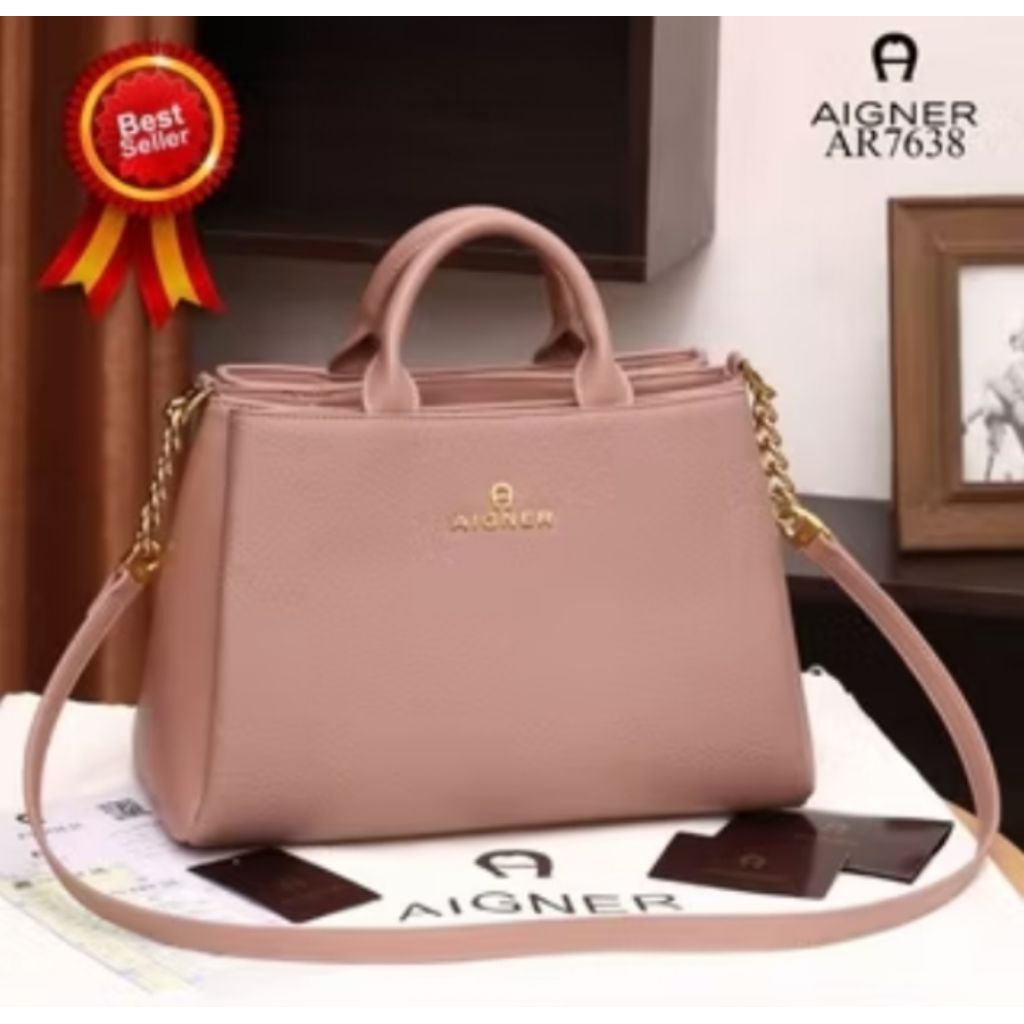 TAS BATAM Ag Modelist Like Original Soft Leather Gold AR7638 - Tas Batam Aigner Modelist AR7638 /763