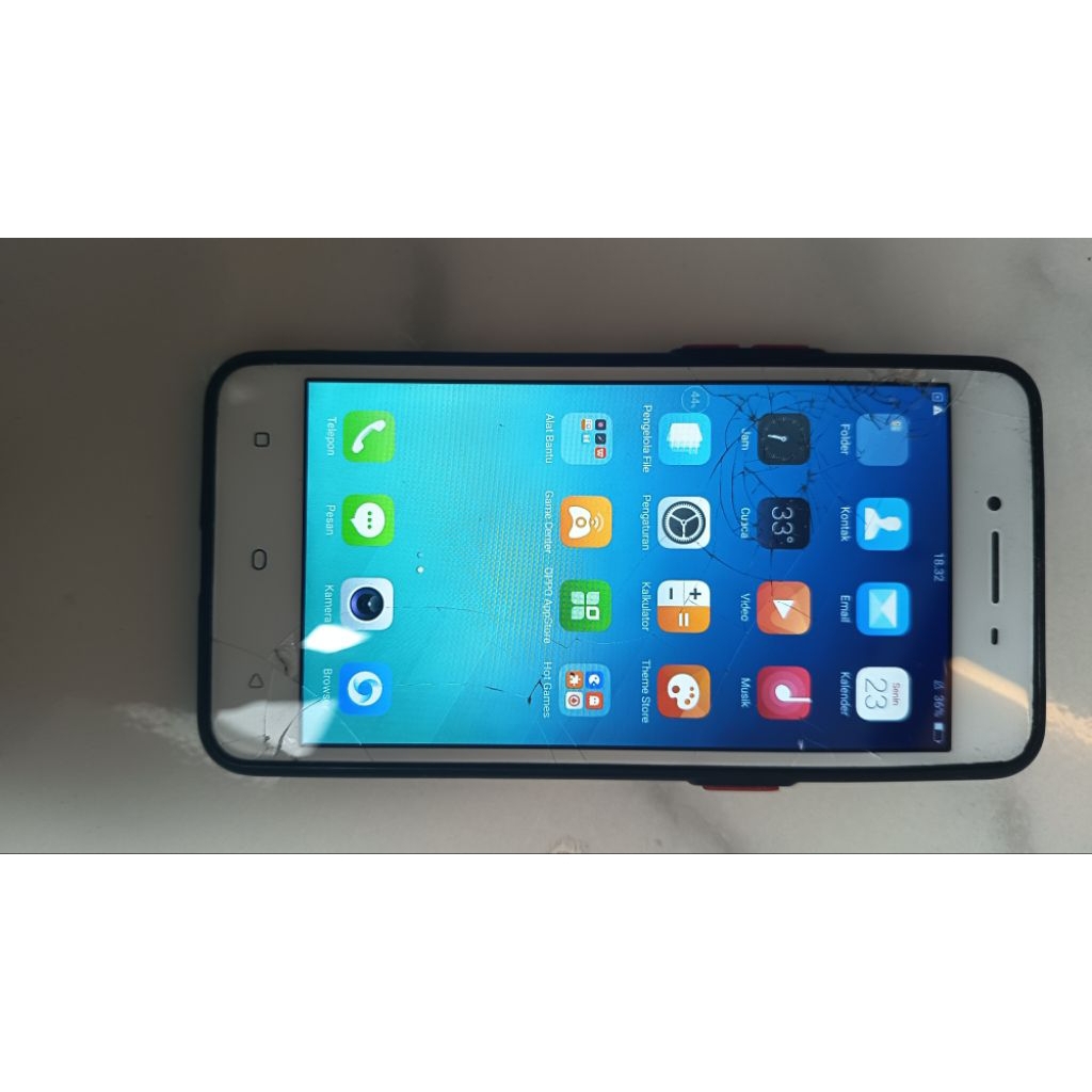 Oppo A37 minus LCD retak kondisi nyala
