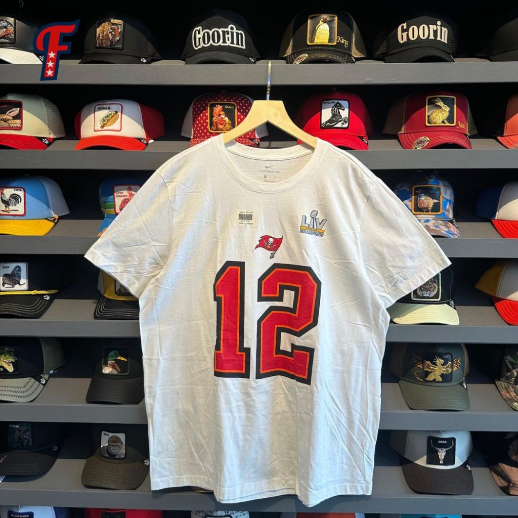 Kaos Pria Nike Tom Brady #12 Tampa Bay Player White Tee Original