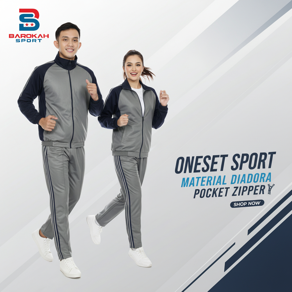 Hm Barokah - Setelan Pakaian Olahraga Pria Wanita One Set Jaket Celana Olahraga Unisex Seragam Pakai