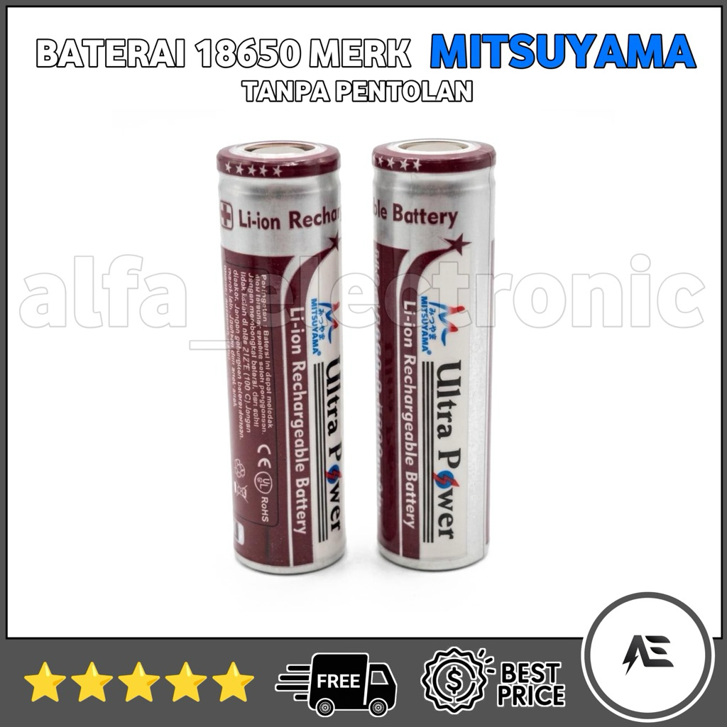 BATERAI 3,7V MITSUYAMA ULTRA POWER TANPA PENTOLAN 6800mah BISA DI CAS