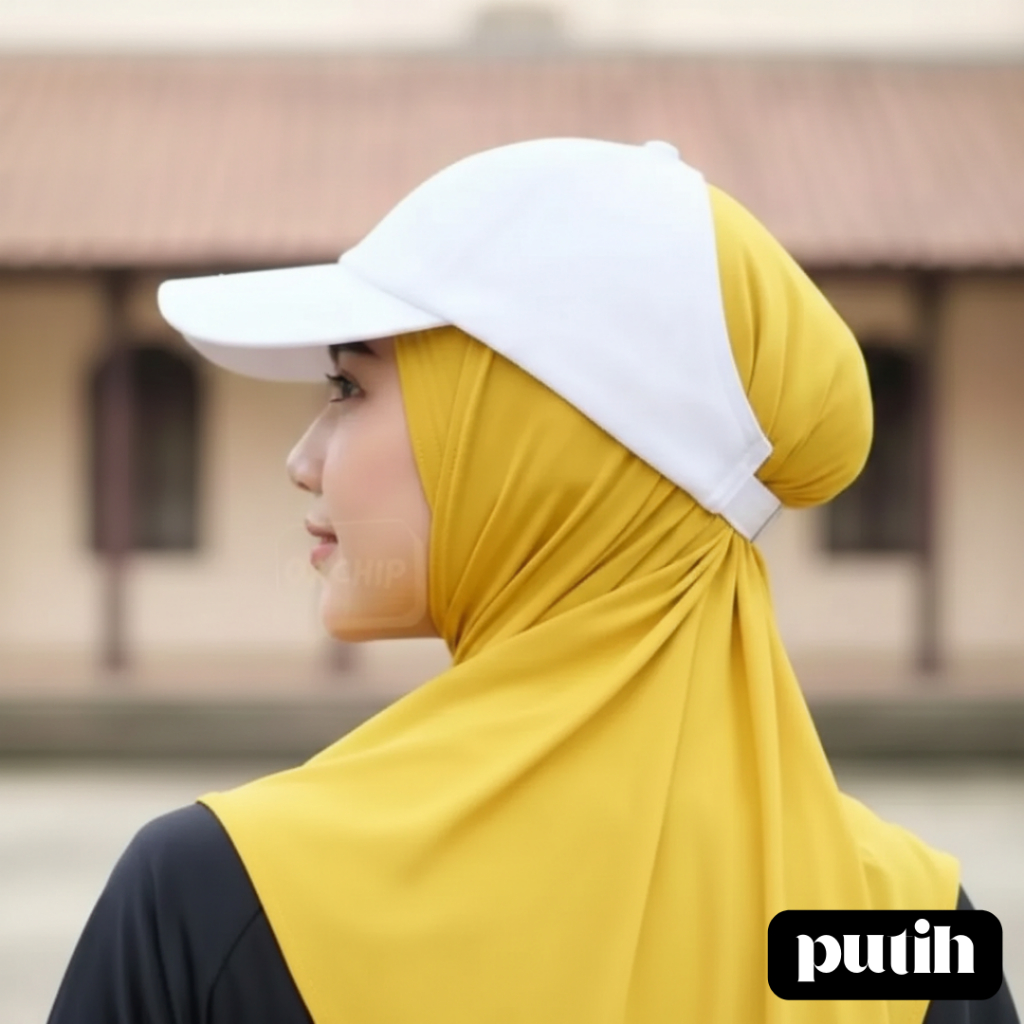 Topi Sport Hijab Wanita Bolong | Cap Olahraga Cepol Nyaman Stylish Warna Putih