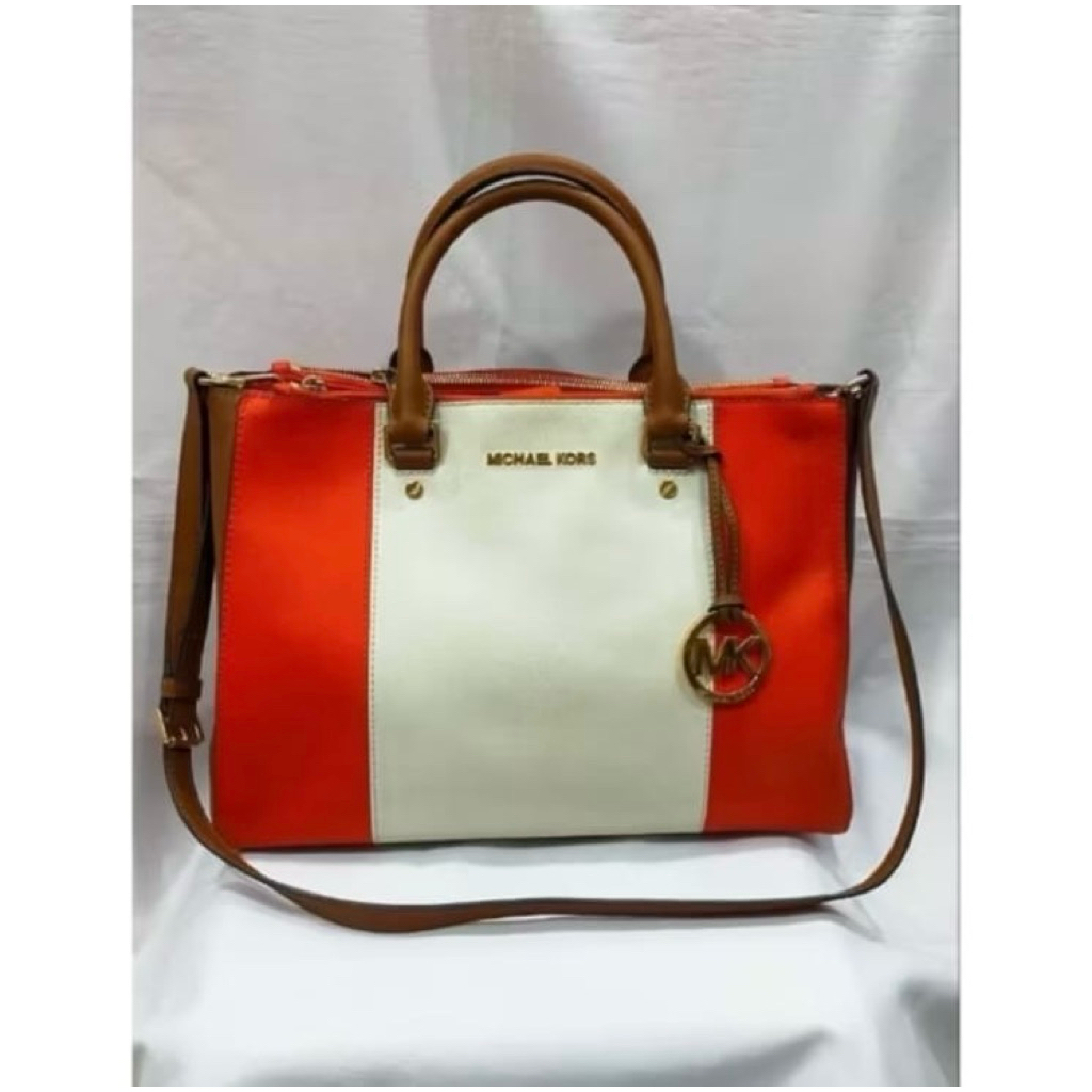Preloved Tas Tangan Wanita Woman Hand Bag Fashion Tas Michael Kors Original Merah Putih Red White