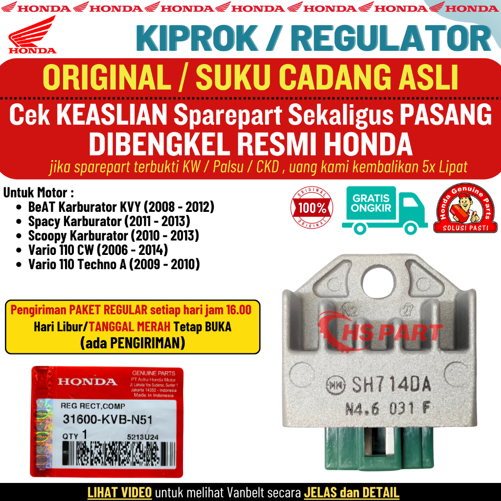 Kiprok Vario 110 Karbu Beat Scoopy Spacy Karbu Original AHM Honda 100%