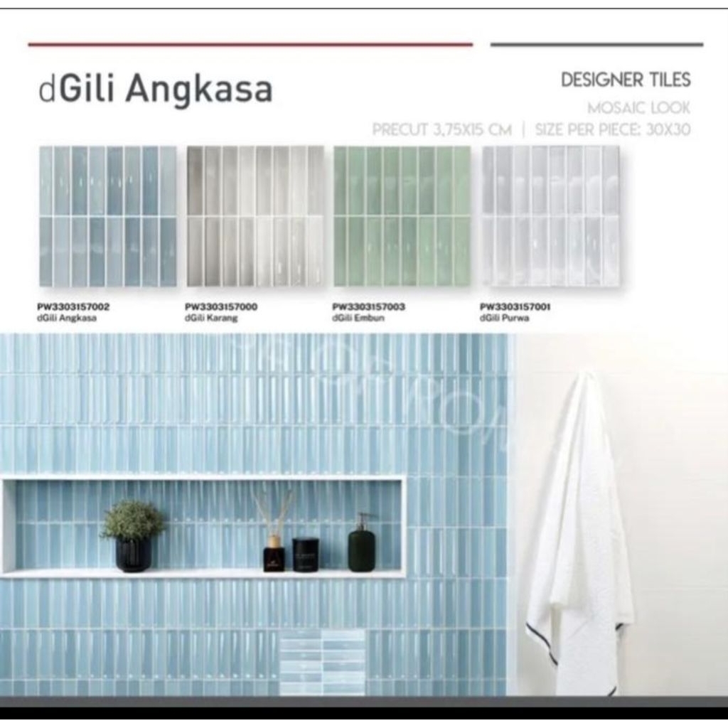 Roman Keramik dGili Embun PW3303157003/Keramik Kitkat Biru 30x30/Roman Keramik Kamar Mandi