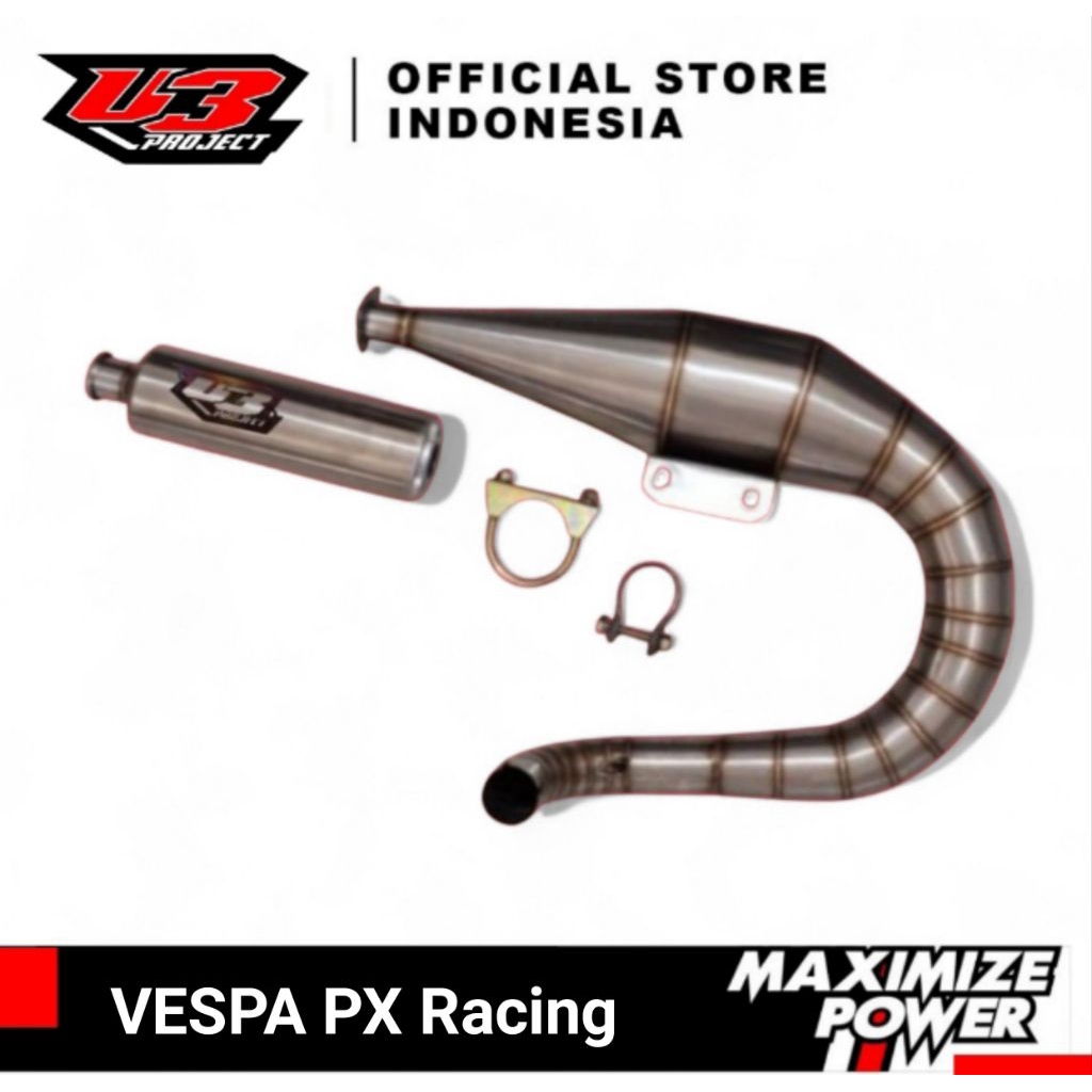 KNALPOT VESPA PX RACING STAINLESS Buang kiri & Buang kanan