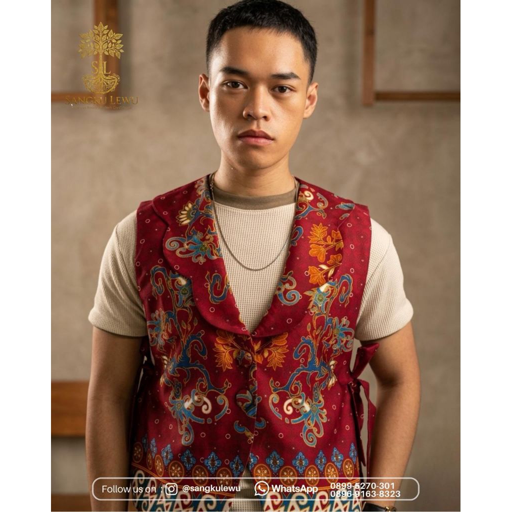 Vest Batik Pria Motif Tradisional Kalteng