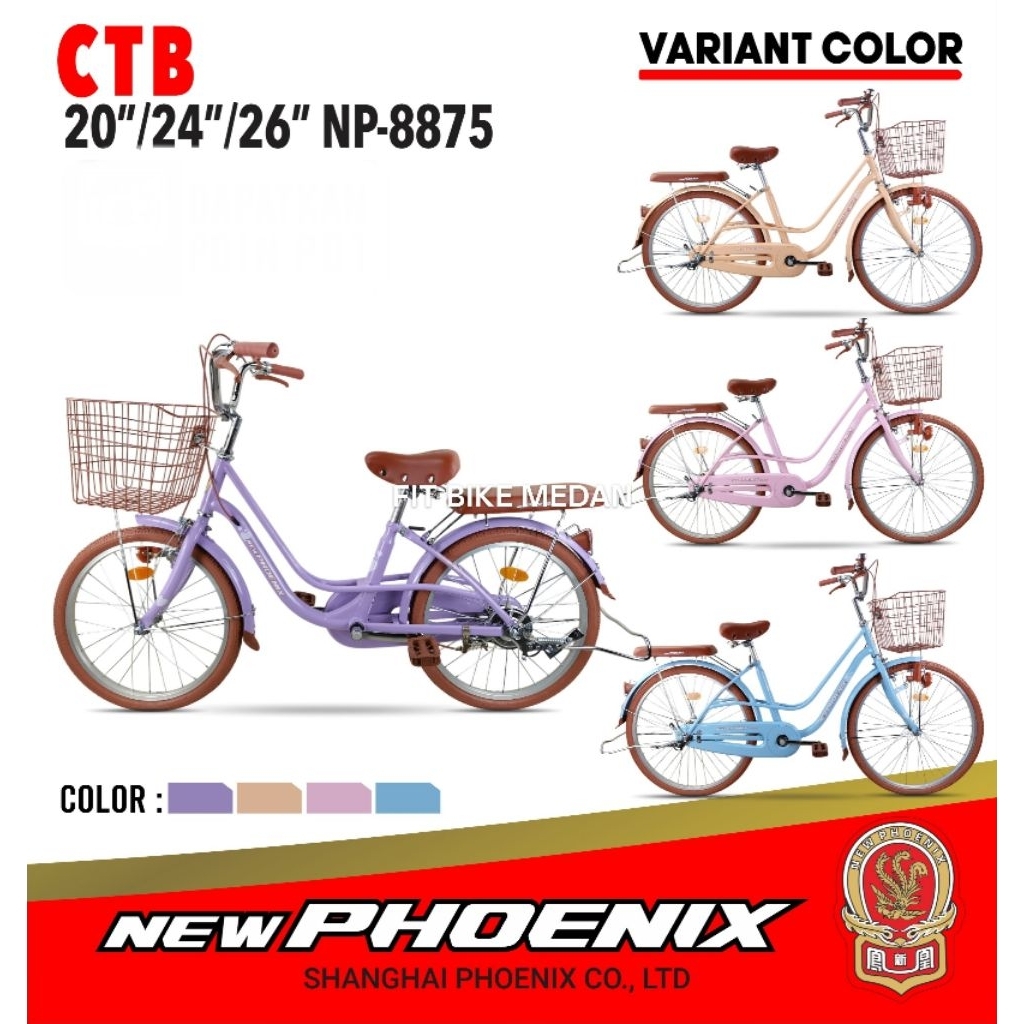 SEPEDA MINI CTB NEW PHOENIX 20 INCH/ 24 INCH/ 26 INCH NP-8875 KERANJANG DEWASA