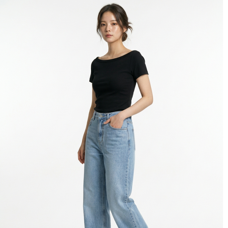 [Qlassuale] Atasan Baju Wanita Shanelle Boat Neck Off Shoulder Knit Top