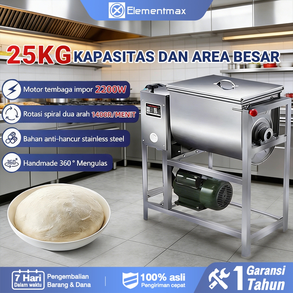 Elementmax  Mixer Adonan Multifungsi Mixer Komersial 5 10 15 25Kg Kapasitas Besar Mixer Adonan Komer