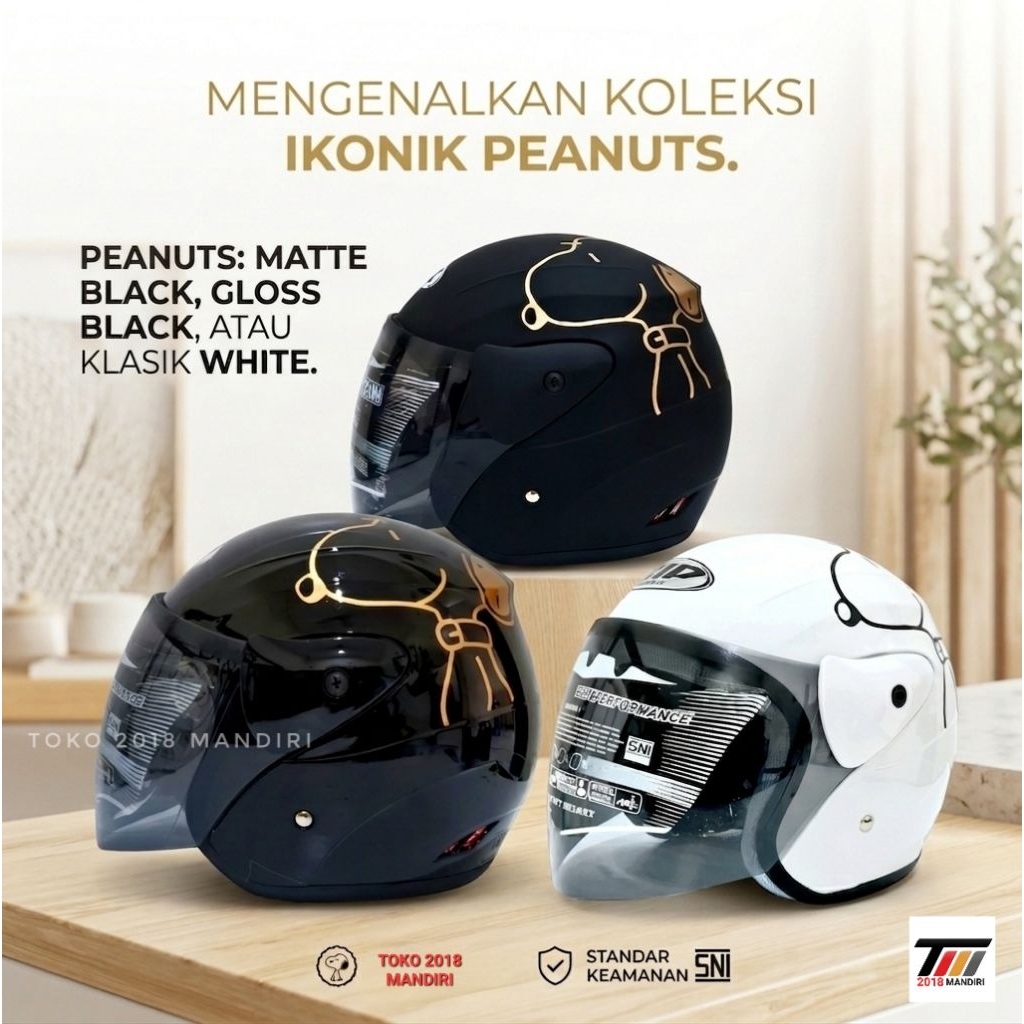 HELM SNI original DEWASA evo MOTIF SIZE L dewasa Besar cowok cewek wanita hijab snoopy kupu bunga