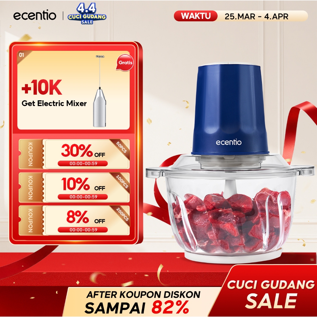 ecentio penggiling daging blender 2L chopper daging dan bumbu 6 Pisau blender mpasi bayi peralatan d
