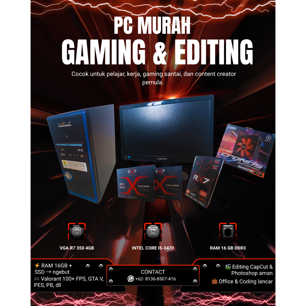 PC GAMING + EDITING + KERJA SIAP PAKAI