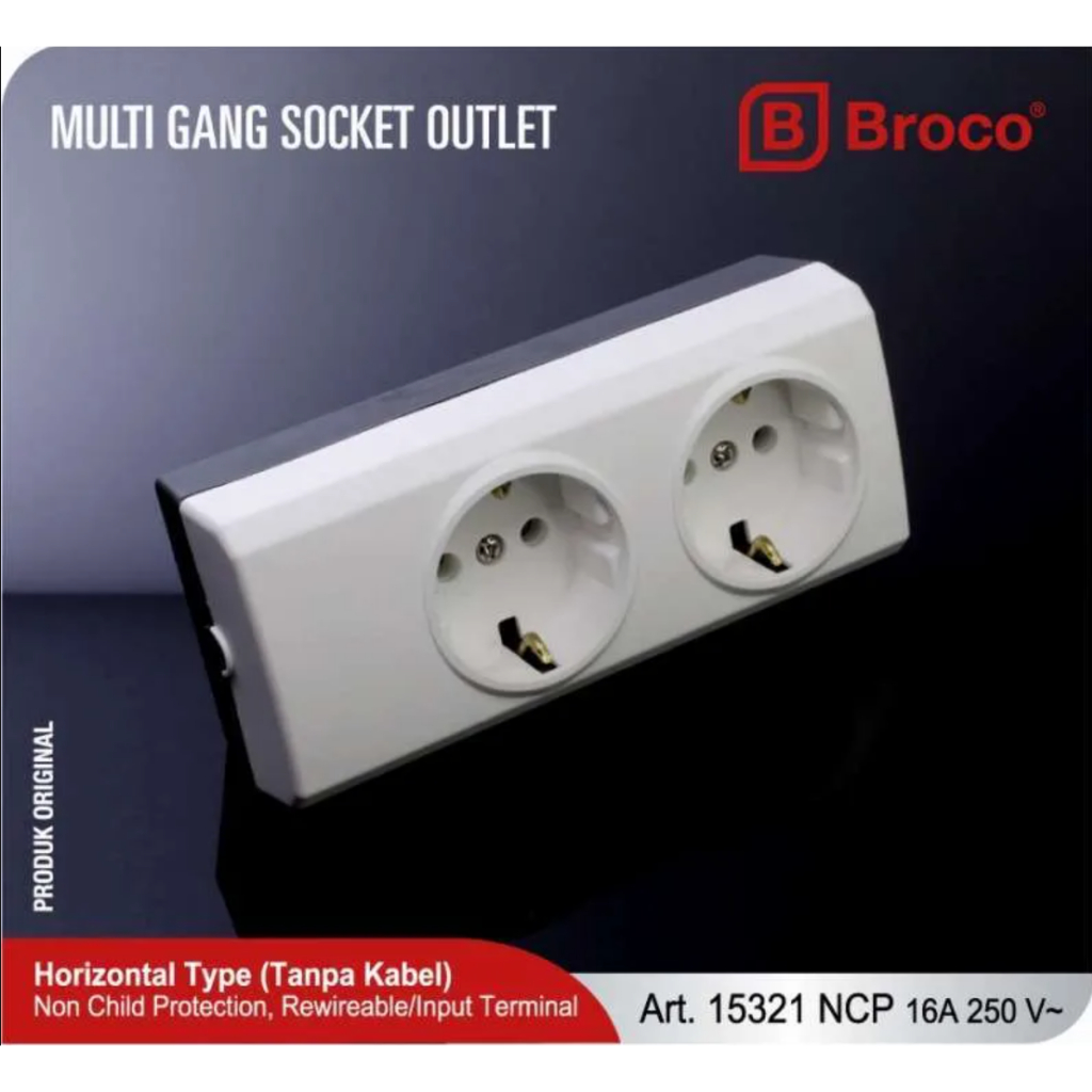 Broco Stop Kontak Multiple Portable Extension Isi 2 Stop Kontak (15321)