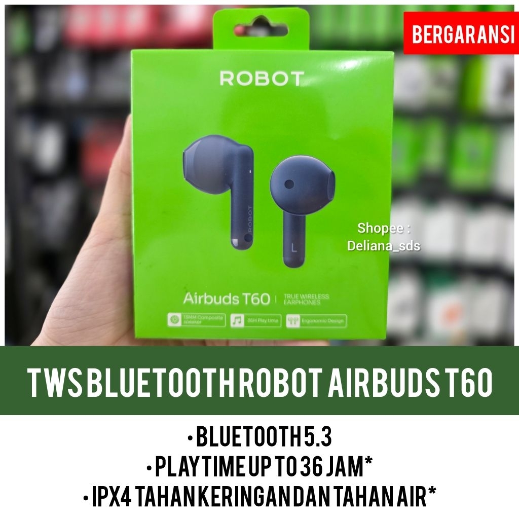 Tws Bluetooth Robot T60 Garansi Resmi 1 Tahun Tws Robot T60 Headset Bluetooth Robot T60 Bluetooth He