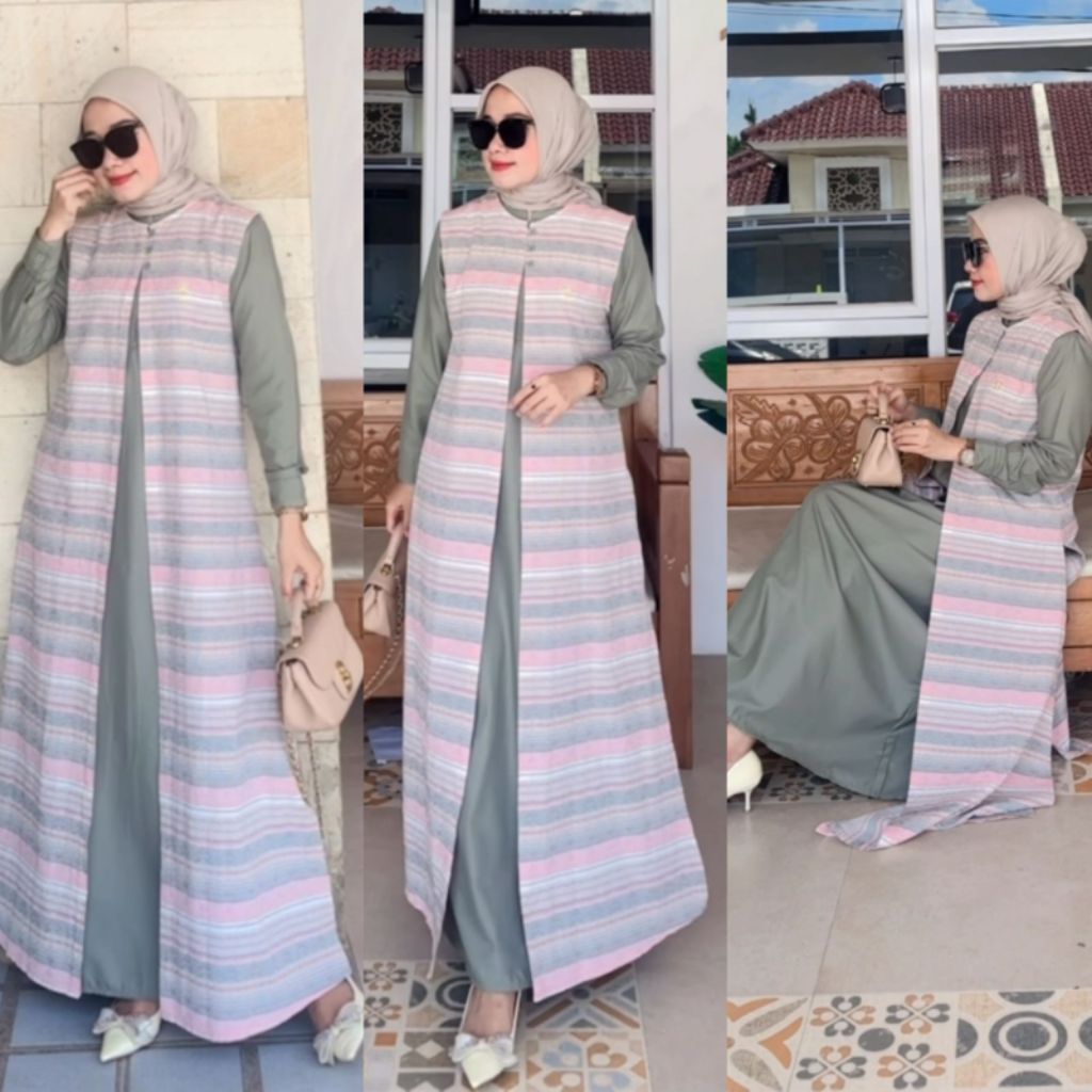 DRESS SET INNER OUTER DIMARA KATUN TRISET ORIGINAL DIMARA TERBARU GAMIS KATUN TRISET INNER KATUN TOY